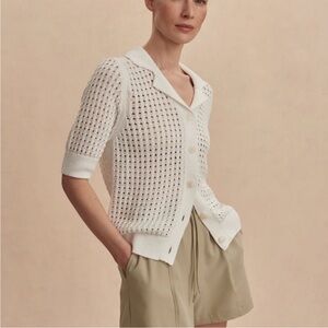 NEW VARLEY Ellie Knit White Shirt Cardigan Size Small